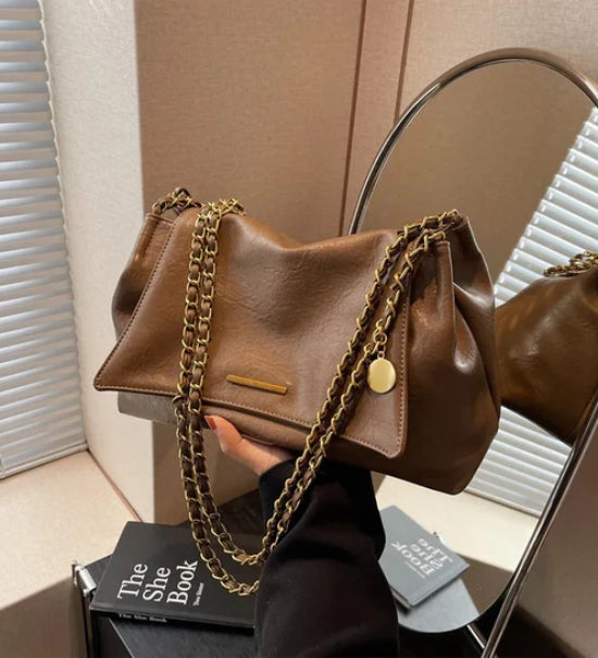 Errand Faux Leather Shoulder Bag in Brown