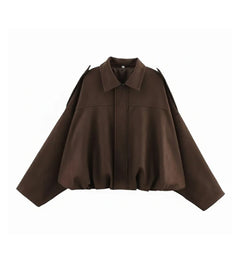 Faux Suede Bomber Jacket